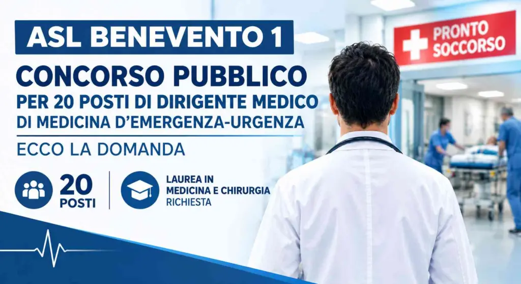 ASL Benevento 1 concorso pubblico per 20 posti di Dirigente Medico di Medicina d'Emergenza-Urgenza