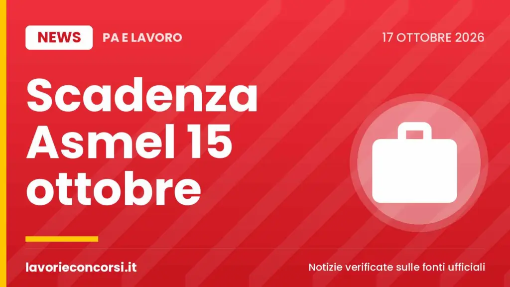 Asmel proroga scadenza: concorso Asmel 2026 fino al 15 ottobre