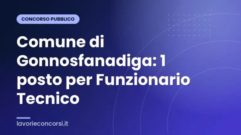 Comune di Gonnosfanadiga: 1 posto per Funzionario Tecnico