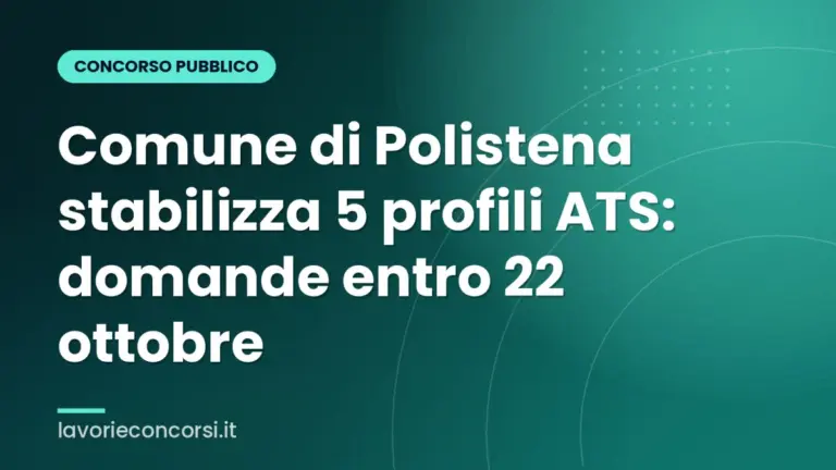 Comune di Polistena stabilizza 5 profili ATS: domande entro 22 ottobre