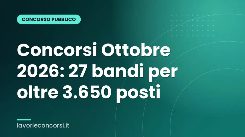 Concorsi Ottobre 2026: 27 bandi per oltre 3.650 posti
