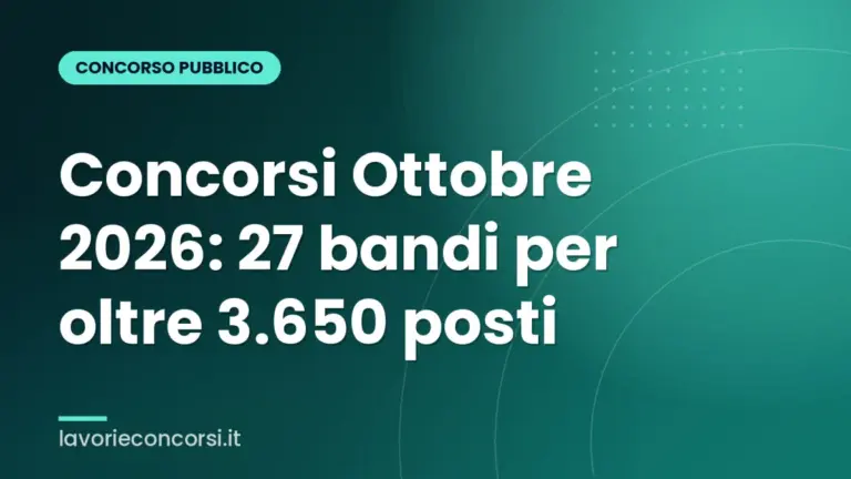 Concorsi Ottobre 2026: 27 bandi per oltre 3.650 posti