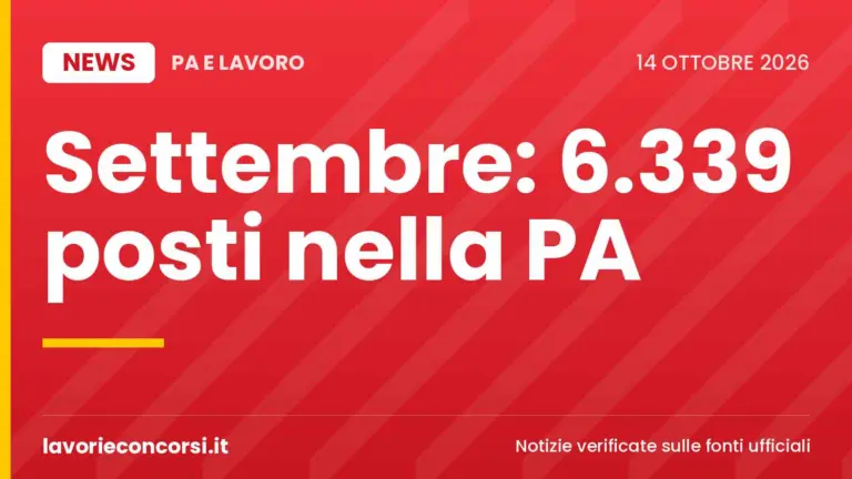 Concorsi pubblici a settembre 2026: 1.762 bandi e 6.339 posti su inPA