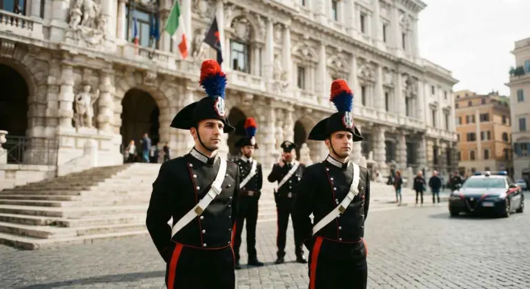 Carabinieri in alta uniforme durante il concorso per Marescialli riservato ai laureati, con illuminazione naturale e atmosfera professionale.