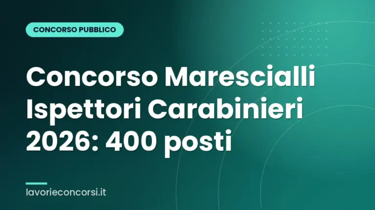 Concorso Marescialli Ispettori Carabinieri 2026: 400 posti