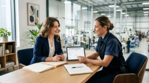 Professionista al lavoro al computer e tablet per le nuove assunzioni e offerte di lavoro