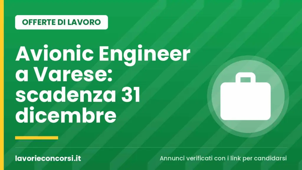 Leonardo cerca Avionic Subsystem/SW Engineer a Varese (Cascina Costa)
