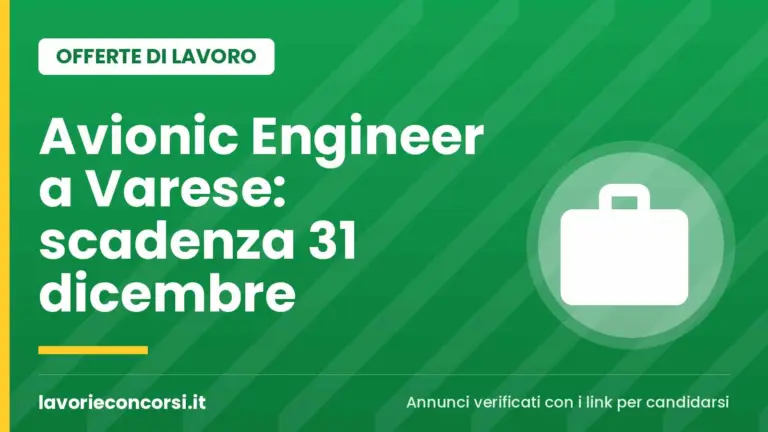 Leonardo cerca Avionic Subsystem/SW Engineer a Varese (Cascina Costa)