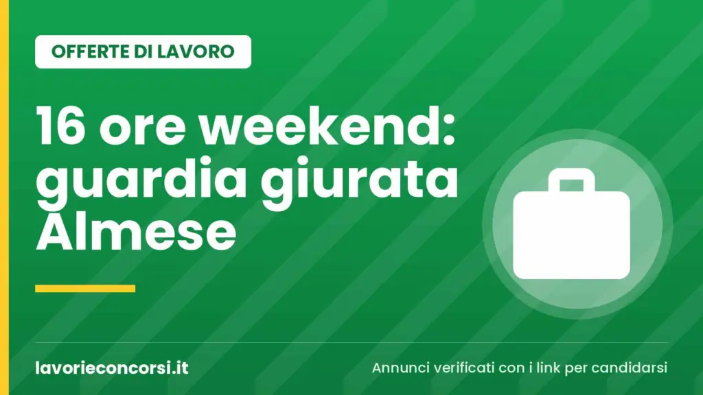 Randstad cerca guardia giurata Almese (TO) part time 16 ore