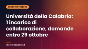Università della Calabria: 1 incarico di collaborazione, domande entro 29 ottobre